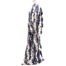 Load image into Gallery viewer, Kimono Blue Plum blossom Rinzu Silk #9647J2
