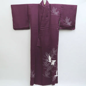 Kimono Purple Crane Birds Silk #9935B5