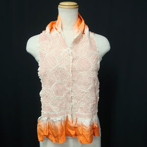 Silk Japanese Obiage Shibori Orange 48.0x5.5in(122x14cm) A#10027