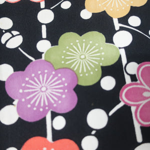 KK1434A1 Silk Kimono Fabric Vintage(1950-1980) Plum blossom Blacki 58.7x13.4in(149x34cm)