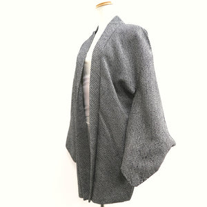 Haori Jacket Vintage(1950-1980) Black Full Shibori Silk #10171D4