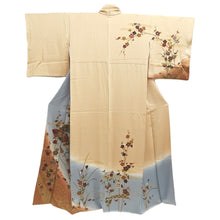 Load image into Gallery viewer, Kimono Beige Blueish Gray Chrysanthemum Plum blossom Silk #10522B2
