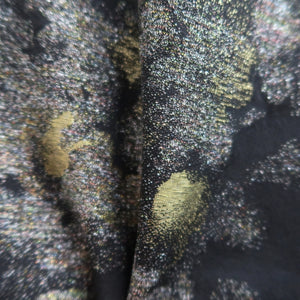 Haori Jacket Vintage(1950-1980) Black Gold Silver Smoke Silk #9880B3