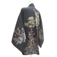Load image into Gallery viewer, Haori Jacket Vintage(1950-1980) Black Gold Silver Tree Landscape Silk #10983F4
