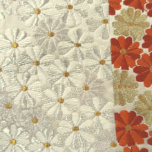 Load image into Gallery viewer, Fukuro Obi Vintage(1950-1980) White Gold Red Chrysanthemum Silk BB321V8
