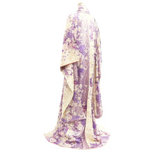 Load image into Gallery viewer, Furisode White Lavender Bird Flower Yamato Silk #10553B4
