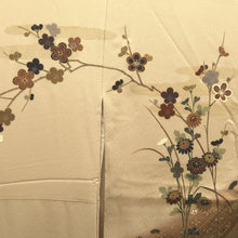 Load image into Gallery viewer, Kimono Beige Blueish Gray Chrysanthemum Plum blossom Silk #10522B2
