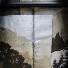 Load image into Gallery viewer, Men&#39;s Haori Vintage(1950-1980) Black Habutae Mountain Landscape Silk #9980C2
