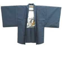 Load image into Gallery viewer, Men&#39;s Haori Vintage(1950-1980) Dark Blue Dragon Tiger Silk #10283E4

