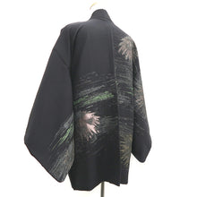 Load image into Gallery viewer, Haori Jacket Vintage(1950-1980) Black Gold Silver Chrysanthemum Silk #10186D5
