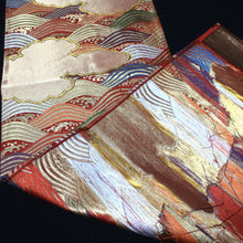 Load image into Gallery viewer, BB10064AE Silk Obi Fabric Curling Wave Vermillion 50.0x10.6in(127x27cm)

