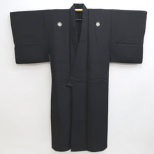 Load image into Gallery viewer, Men&#39;s Kimono Vintage(1950-1980) Black Montsuki Habutae Silk #9971C1
