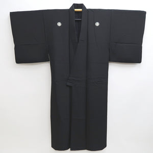 Men's Kimono Vintage(1950-1980) Black Montsuki Habutae Silk #9971C1