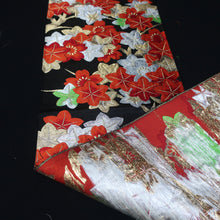 Load image into Gallery viewer, BB10074AF Silk Obi Fabric Maple Leaf Black Red 47.6x10.6in(121x27cm)

