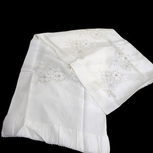 Silk Japanese Obiage Cherry Blossom White 63.8x11.4in(162x29cm) A#10037