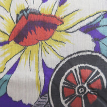 Load image into Gallery viewer, Haori Jacket Vintage(1920-1950) Blueish Purple Meisen Floral pattern Silk #11032A2
