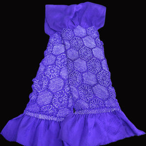 Silk Japanese Obiage Shibori Blueish Purple 49.6x5.9in(126x15cm) A#10017
