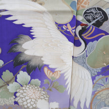 Load image into Gallery viewer, Kimono Vintage(1920-1950) Blueish Purple Crane Birds Hand painted Silk #9670J3
