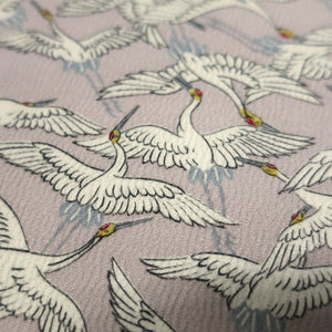 KK1487A2 Silk Kimono Fabric Crane Birds Pale Pink 58.7x13.0in(149x33cm)