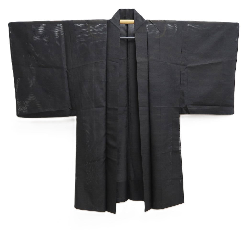 Men's Haori Vintage(1950-1980) Black See-Through Silk #10424A2