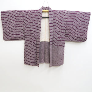 Haori Jacket Vintage(1950-1980) Purple Shibori Butterfly Silk #9804A5