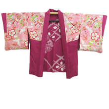 Load image into Gallery viewer, Haori Jacket Vintage(1950-1980) Magenta Shibori Floral pattern Silk #11012A1
