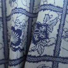 Load image into Gallery viewer, Haori Jacket Dark Blue Grayish Blue Plum blossom Chrysanthemum Silk #10731D3
