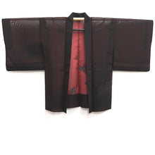 Load image into Gallery viewer, Haori Jacket Vintage(1950-1980) Black Red See-Through Embroidery Peony Silk #10231E2
