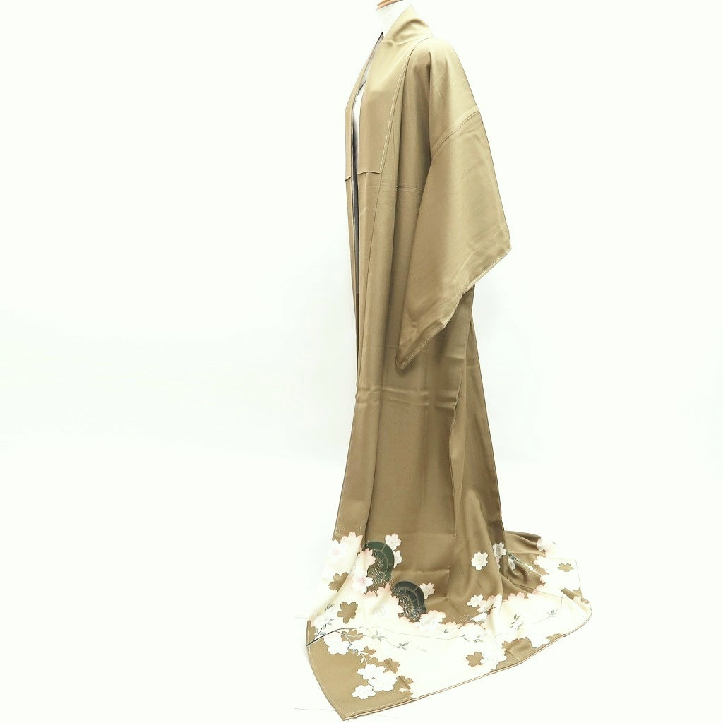 Kimono Light Khaki Cherry Blossom Tall Silk #9946B5