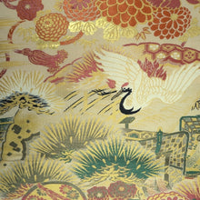 Load image into Gallery viewer, Maru Obi Vintage(1920-1950) Beige Gold Crane Birds Tsuzumi Silk BB292V7
