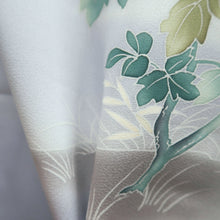 Load image into Gallery viewer, Kimono Light Blueish Gray Peony Branch Silk #9666J3
