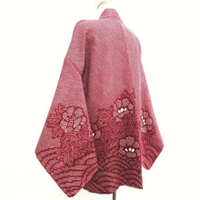 Load image into Gallery viewer, Haori Jacket Vintage(1950-1980) Red Shibori Peony Wave Silk #10111D2
