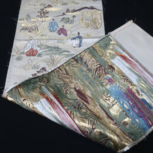 Load image into Gallery viewer, BB10024AC Silk Obi Fabric Heian Period Aristocrats White 50.8x10.6in(129x27cm)
