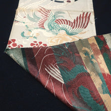 Load image into Gallery viewer, BB10034AC Silk Obi Fabric Vintage(1920-1950) Phoenix Red Green 74.4x11.4in(189x29cm)
