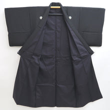 Load image into Gallery viewer, Men&#39;s Kimono Vintage(1950-1980) Black Montsuki Habutae Silk #9971C1
