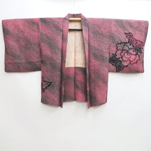 Load image into Gallery viewer, Haori Jacket Vintage(1950-1980) Red Black Shibori Peony Silk #10051C5
