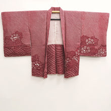 Load image into Gallery viewer, Haori Jacket Vintage(1950-1980) Red Shibori Peony Wave Silk #10111D2
