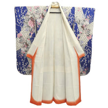 Load image into Gallery viewer, Furisode Blue Plum blossom Camellia Silk #10543B3
