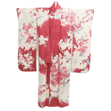 Load image into Gallery viewer, Furisode Magenta Plum blossom Branch Tall Silk #11082A5
