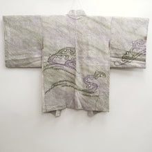 Load image into Gallery viewer, Haori Jacket Vintage(1950-1980) Light Green Lavender Shibori Wave Silk #10066D1
