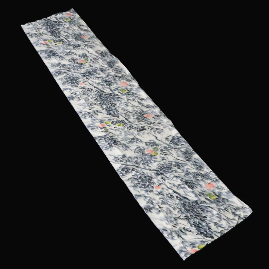 KK1508A2 Silk Kimono Fabric Vintage(1920-1950) Meisen White 61.0x12.6in(155x32cm)