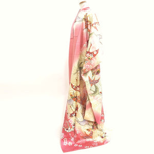 Furisode Pink Crane Birds Sakura Silk #9708J5