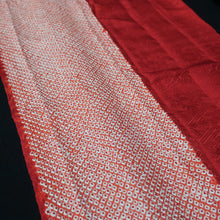 Load image into Gallery viewer, KK1450A1 Silk Kimono Fabric Vintage(1950-1980) Shibori Red 77.6x12.6in(197x32cm)
