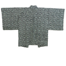 Load image into Gallery viewer, Haori Jacket Vintage(1950-1980) Black Mint Blue Full Shibori Diamond Geometric Silk #10922E5
