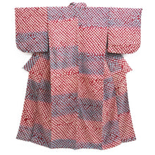 Load image into Gallery viewer, Kimono Vintage(1950-1980) Red Light Blue Shibori Silk #10265E4
