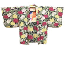Load image into Gallery viewer, Haori Jacket Vintage(1920-1950) Black Green Red Peony Silk #10622C3
