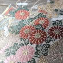 Load image into Gallery viewer, BB10014AB Silk Obi Fabric Zen Temple Landscape Gold Green 41.3x11.0in(105x28cm)
