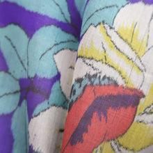 Load image into Gallery viewer, Haori Jacket Vintage(1920-1950) Blueish Purple Meisen Floral pattern Silk #11032A2

