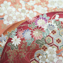 Load image into Gallery viewer, Furisode Salmon Gold Heian Princess Plum blossom Silk #9677J3
