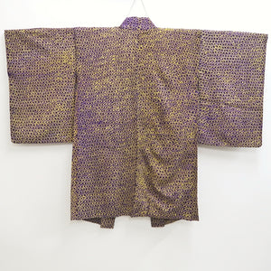 Haori Jacket Vintage(1920-1950) Purple Yellow Shibori Long Silk #9957C1